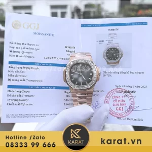 Đồng hồ patek philippe fake nautilus 5723r bọc vàng kim moissnite baguette