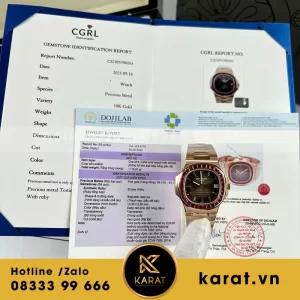 Đồng hồ patek philippe nautilus 5723 bọc vàng viền ruby tổng hợp