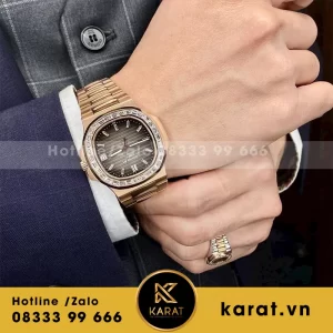Đồng hồ patek philippe nautilus 5723r bọc vàng độ moissanite hongkong mặt tinh chỉnh