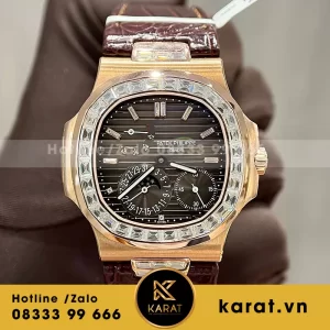 Đồng hồ patek philippe nautilus 5724r bọc vàng độ moissanitte baguette