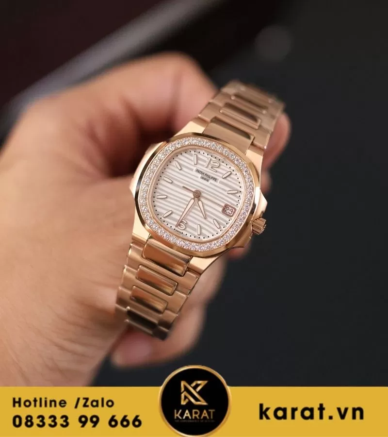 Đồng hồ Patek Philippe Nautilus 7010/1R vàng hồng mặt trắng rep 11