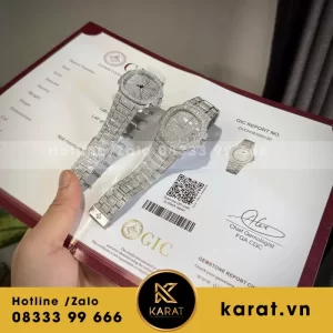 Đồng Hồ Patek Philippe Nautilus 7118 Đính Full Kim Cương Nhân Tạo Moissanite 35.2mm