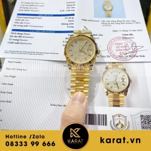 Đồng hồ patek philippe nữ 7110 bọc vàng viền moissanite