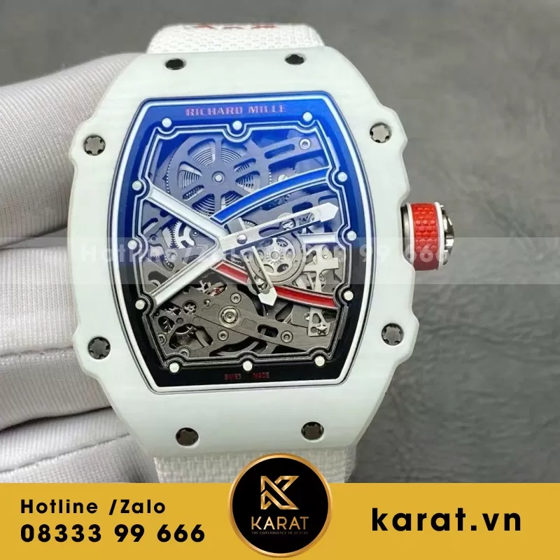 Đồng Hồ Richard Mille Chế Tác RM67-02 Vỏ Carbon Màu Trắng Siêu Nhẹ Trọng Lượng 37 Grams 38.7×47.52mm