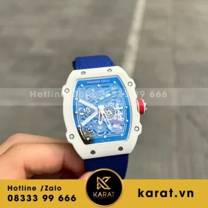 Đồng Hồ Richard Mille Chế Tác RM67-02 Vỏ Carbon White Ceramic France Replica 38.7×47.52mm