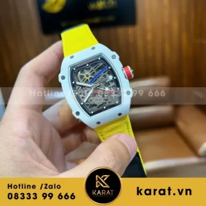 Đồng Hồ Richard Mille Chế Tác RM67-02 White Ceramic Yellow Strap replica 38.7×47.52mm