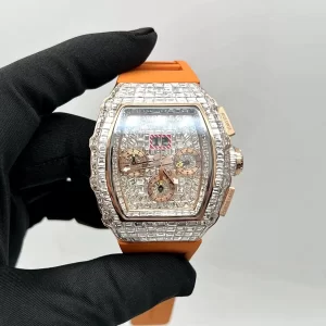 Đồng hồ Richard Mille Chế tác Vàng Nguyên khối , Full Kim cương Baguette