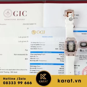 Đồng Hồ Richard Mille RM007 Chế Tác Vàng 18k Đính Full Kim Cương Moissanite Mặt Viền Khóa 36mm