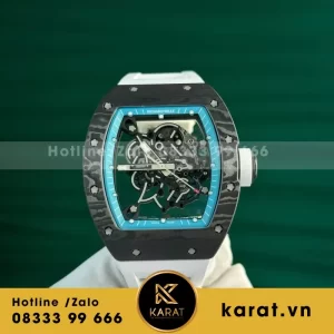 Đồng Hồ Richard Mille RM055 Carbon NTPT Rep 1:1 BBR Dây Trắng 45mm