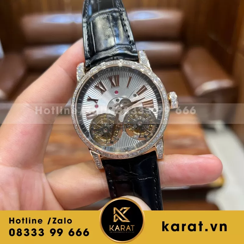 Đồng Hồ Roger Dubuis Chế Tác Vàng Hồng 18k Kim Cương Thiên Nhiên