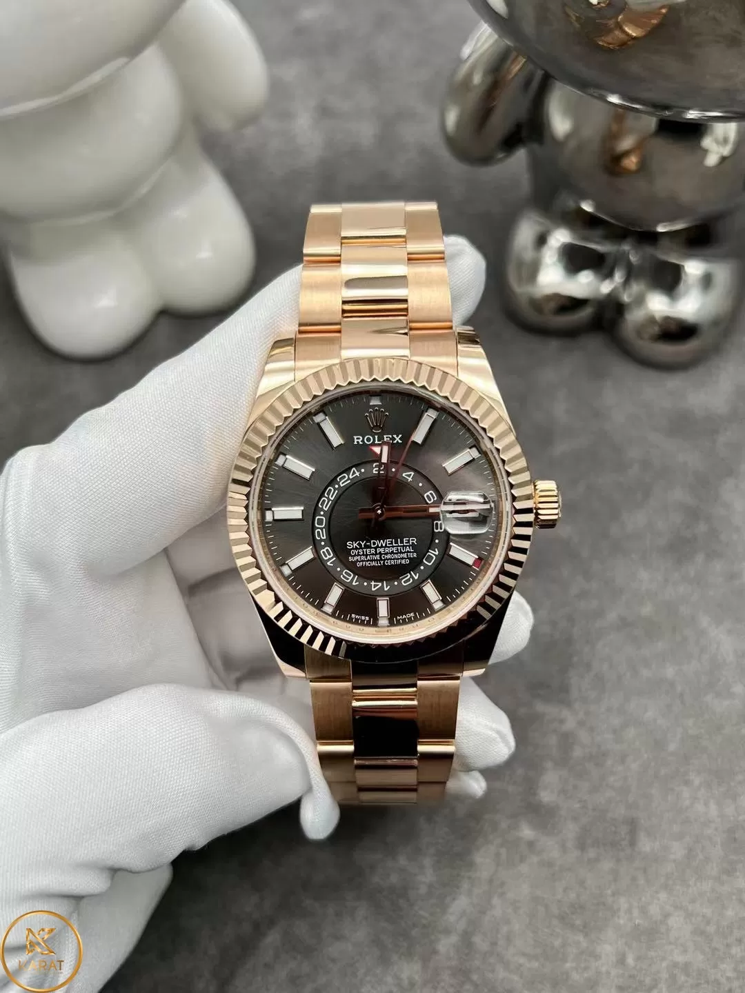 Đồng Hồ Rolex 326938 bk - Sky-Dweller Yellow Gold - Oyster Bracelet vàng khối 18k