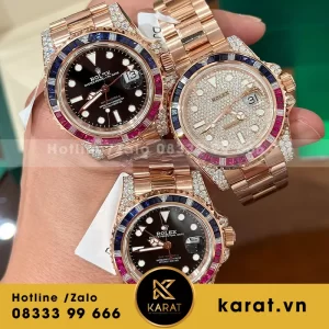 Đồng hồ rolex bọc vàng độ kim cương moissanite