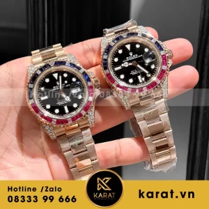 Đồng hồ rolex bọc vàng độ kim cương moissanite