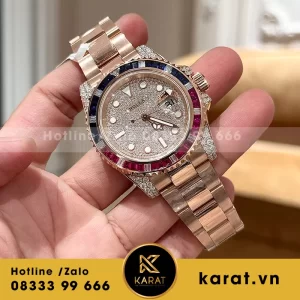 Đồng hồ rolex bọc vàng độ kim moissanite