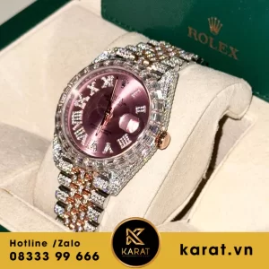 Đồng hồ rolex   Date just Bọc vàng 18k  FULL KIM CƯƠNG moissanite