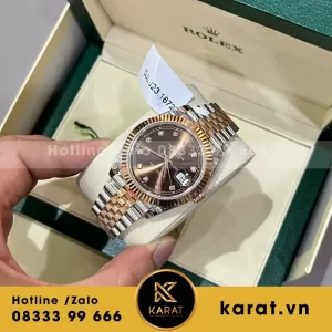 Đồng Hồ Rolex DateJust 126331 Replica 11 Mặt Chocolate Cọc Số Đính Đá 41mm