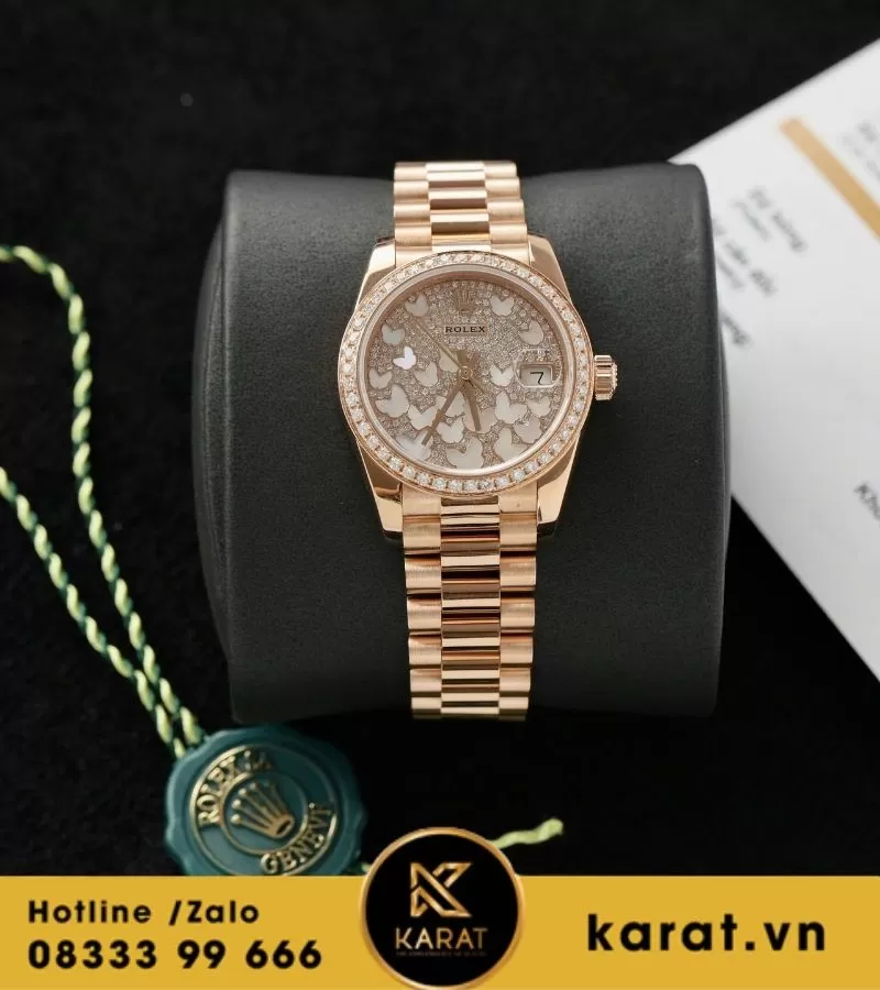 Đồng hồ Rolex Datejust 278285RBR chế tác vàng hồng nguyên khối kim cương thiên nhiên