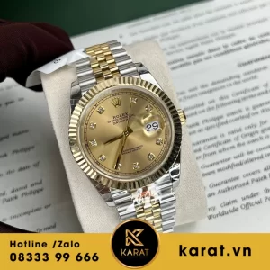 Đồng hồ rolex datejust 41 126333 bọc vàng demi vàng champagne replica
