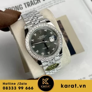Đồng hồ rolex datejust 41 126334  mặt đen  viền moissanite replica
