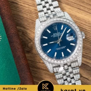 Đồng hồ Rolex Datejust 41mm 126334 Full moissanite blue dial jubilee