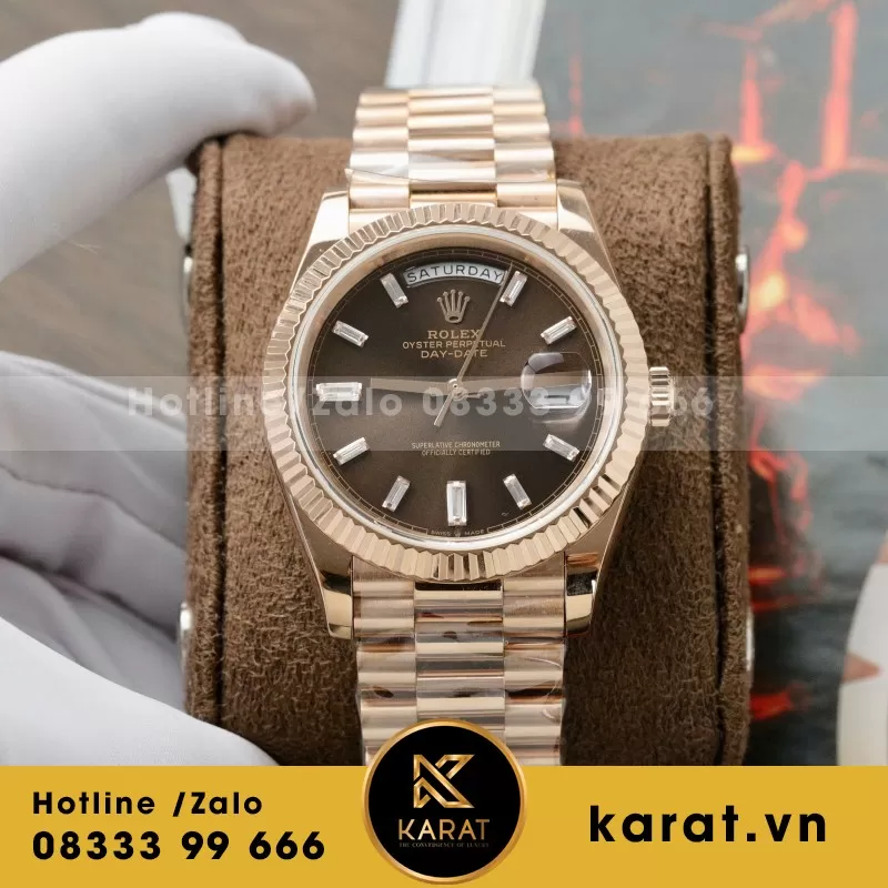 Đồng Hồ Rolex DateJust Chế Tác Đính Moissanite + Bọc Vàng Thật 18K 40mm