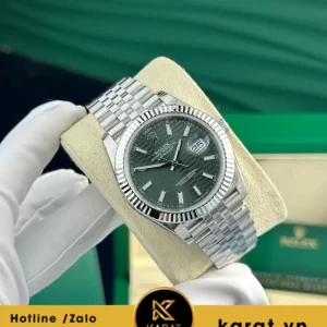 Đồng hồ Rolex Datejust mặt xanh green vân nếp gấp nhà máy vs 41