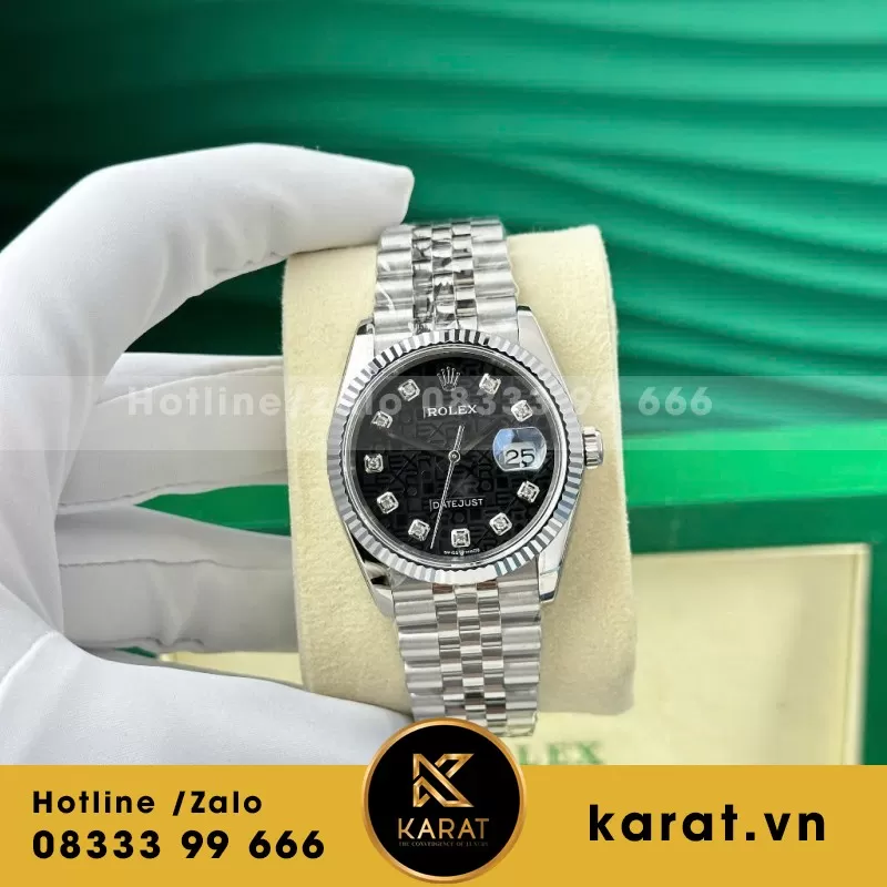 Đồng hồ Rolex Datejust phiên bản mặt số 3D Mặt Đen