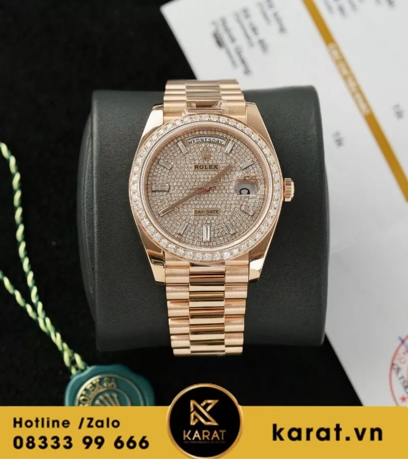 Đồng hồ Rolex Day-date 228345rbr chế tác vàng khối kim cương thiên nhiên