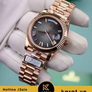 Đồng hồ Rolex Day-Date 40 228235-0055 Everose Gold mặt màu xám đen Ombré replica