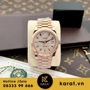 Đồng hồ rolex  Day Date  40 rainbow Bọc Vàng 18k Kim Moissanite