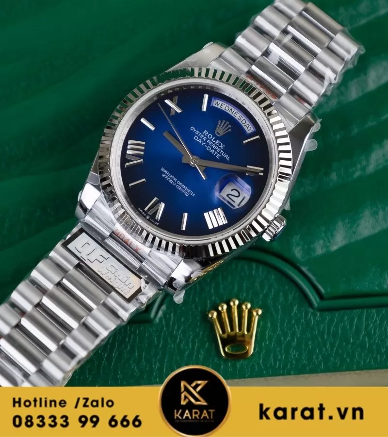 Đồng Hồ Rolex Day-Date M128239-0063 128239-0063 Vàng Trắng 18ct Màu Xanh Dương Ombre fake