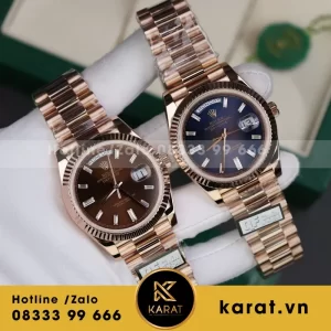 Đồng Hồ Rolex Day-Date Mặt Chocolate Chế Tác Bọc Vàng Hồng Trọng Lượng 186Gram QF 40mm