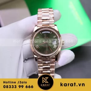 Đồng Hồ Rolex Day-Date Mặt Xanh Lá Cây Chế Tác Bọc Vàng Thật Trọng Lượng 186Gram QF 40mm