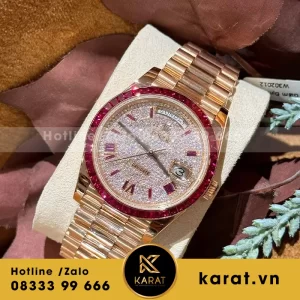 Đồng hồ Rolex daydate 228398TRU ruby tổng hợp bọc vàng 18k