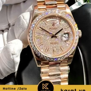 Đồng hồ Rolex Daydate 40 bọc vàng hồng  độ moissanite