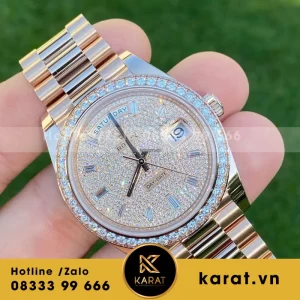 Đồng hồ rolex daydate bọc vàng độ moissanite