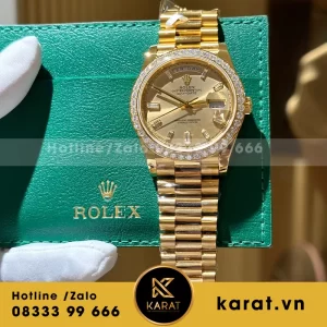 Đồng hồ rolex daydate độ kim cương yellow gold