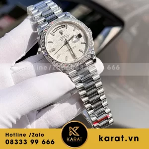 Đồng hồ rolex daydate độ mặt thiên thạch viền kim cương moissanite 40mm