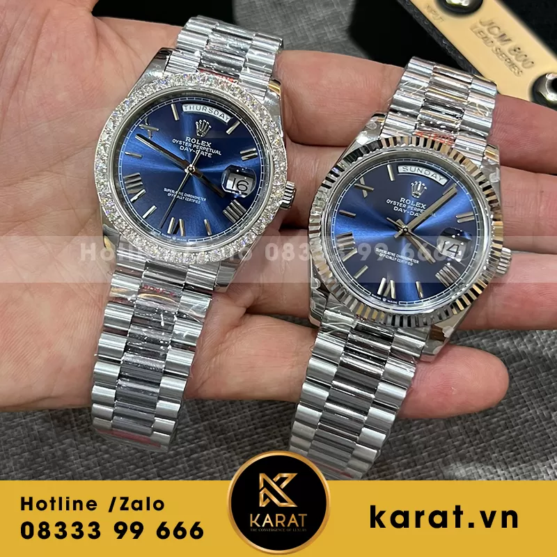 Đồng hồ rolex daydate độ viền moissanite
