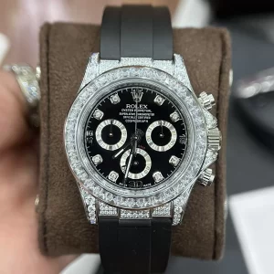 Đồng Hồ Rolex Daytona 116519 Mặt Số Đen Viền Full Đá Like Auth