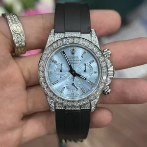 Đồng Hồ Rolex Daytona 116519 Mặt Số Xanh Ngọc Viền Full Đá Like Auth