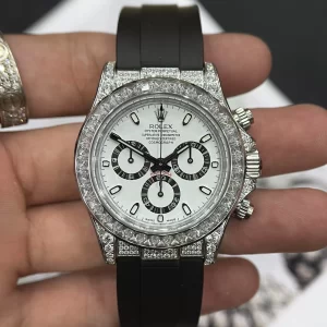 Đồng Hồ Rolex Daytona 116519 White Viền Full Đá Reolica