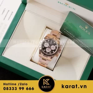 Đồng Hồ Rolex Daytona 126505 Replica 11 Mạ Vàng Hồng Mặt Đen 40mm