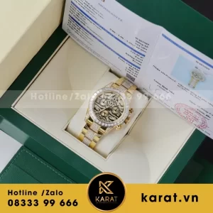 Đồng Hồ Rolex Daytona Chế Tác Bọc Vàng Độ Moisasnite Eye Of Tiger 40mm