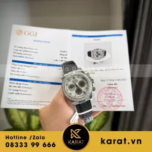 Đồng Hồ Rolex Daytona Chế Tác Mặt MOP Cọc Số + Vành Độ Kim Cương Moissanite 40mm