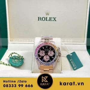 Đồng Hồ Rolex Daytona Rainbow 116595RBOW Bọc Vàng Độ Kim Cương Moissanite 40mm