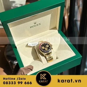 Đồng hồ rolex daytona rainbow bọc vàng yellow gold độ kim moissanitte
