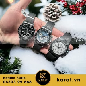 Đồng hồ rolex daytona tinh chỉnh mặt MOP thép 904l cọc số kim cương moissanite