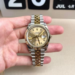 Đồng Hồ Rolex Like Auth Datejust 41 126333 Mặt Số Champagne Nạm Kim Cương
