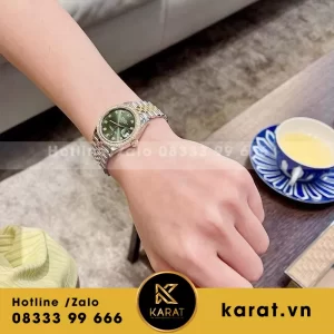 Đồng hồ rolex nữ mặt green độ moissanite